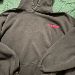PLAYBOY Men's Black Hoodie with Red Logo